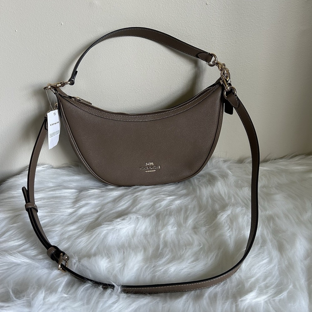 Coach Aria‎ Dark Stone Pebbled Leather Shoulder Bag CCL28 NEW - Picture 2 of 8